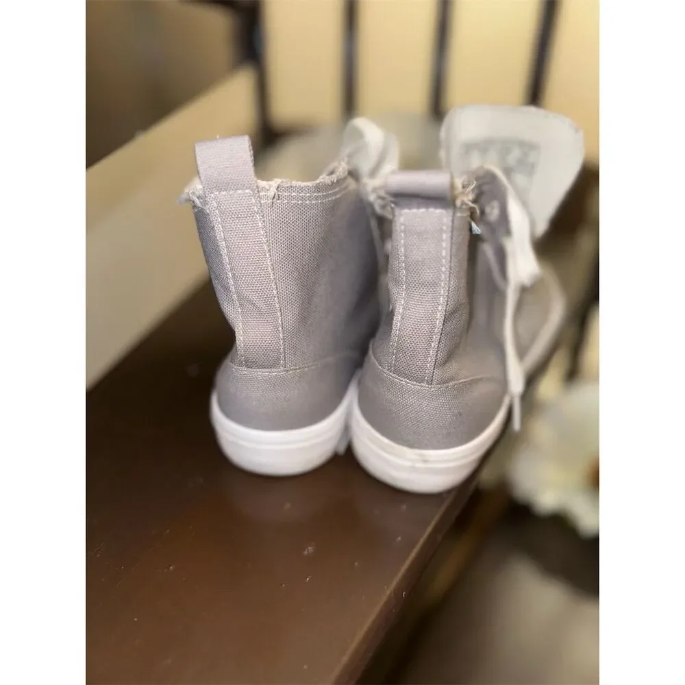 Obtaom Women's High Top Canvas Sneakers Gray Size 9 Casual Athletic